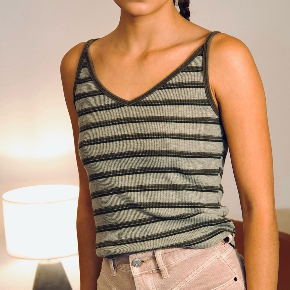 Knitworks Vintage Green Striped Tank Top